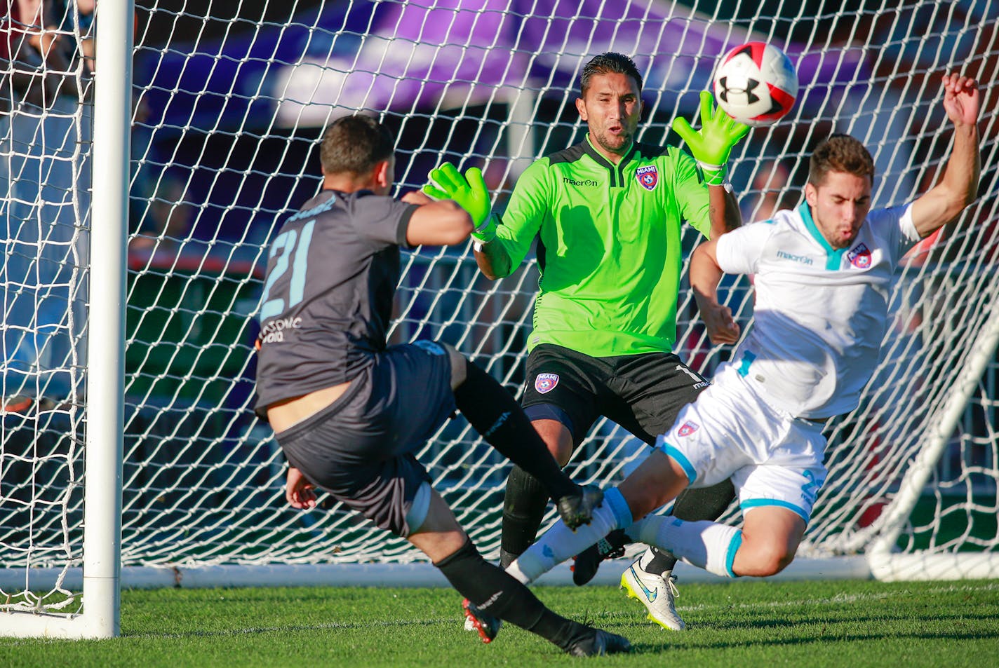 Minnesota United's Christian Ramirez took a shot on goal in a game against Miami on Saturday. Union Depot in downtown St. Paul will be the venue for Minnesota United FC's Aug. 19 announcement of its expected move to Major League Soccer in 2017.