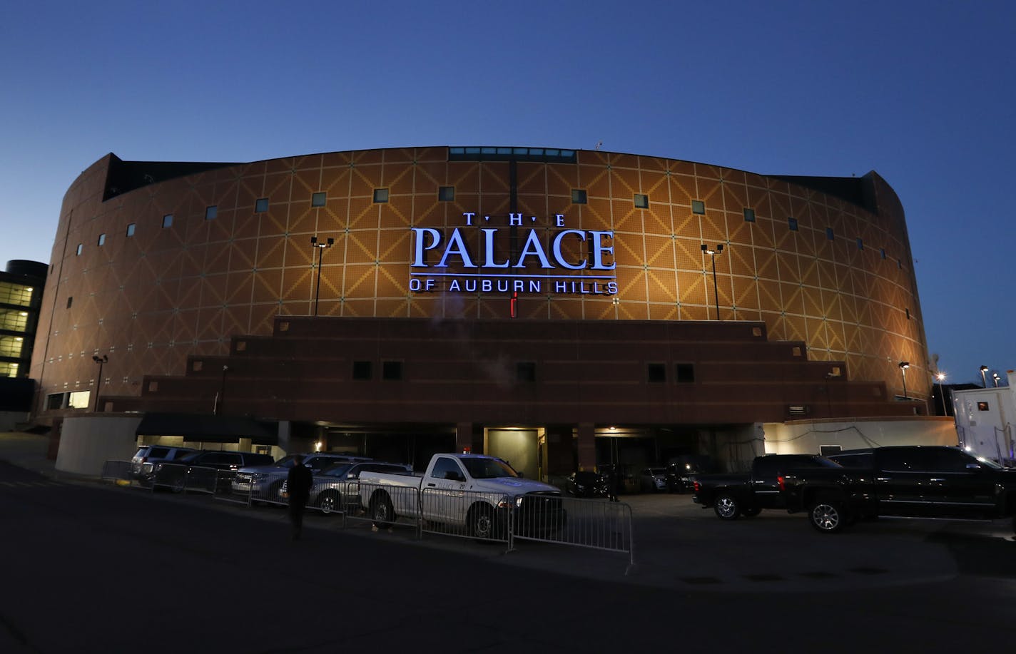 The Palace of Auburn Hills is viewed before the Detroit Pistons against the Houston Rockets NBA basketball game in Auburn Hills, Mich., Monday, Nov. 21, 2016. The Pistons have reached an agreement in principle with the city of Detroit and Olympia Entertainment for the team to move from the suburbs to downtown Detroit, according to a person with knowledge of the negotiations. The person spoke on condition of anonymity Monday because there had been no formal announcement. (AP Photo/Paul Sancya) OR