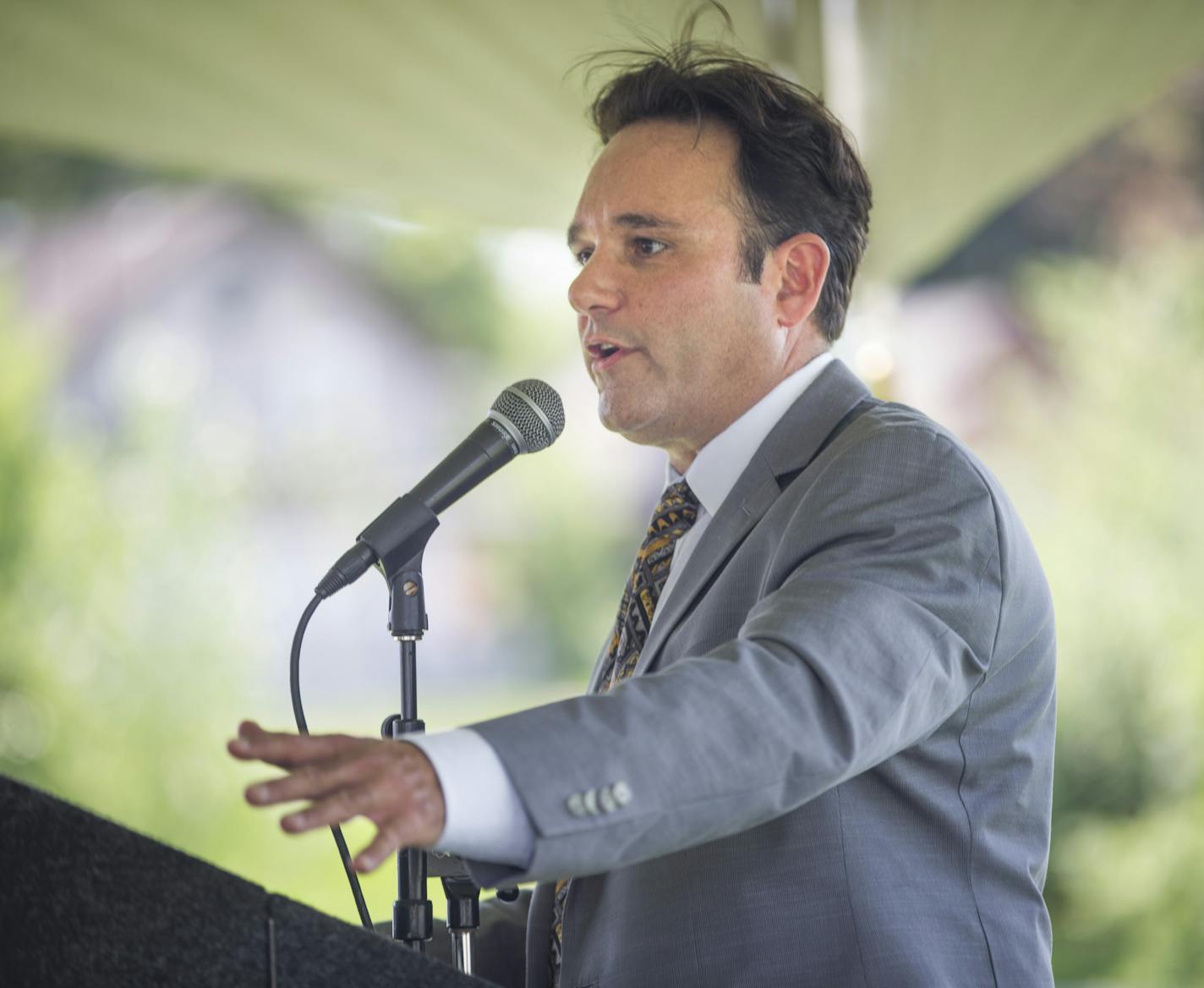 Broadway Flats owner and developer Dean Rose spoke during a groundbreaking ceremony for Broadway Flats in Minneapolis, Minn. on Wednesday, May 27, 2015. ] RENEE JONES SCHNEIDER &#x2022; reneejones@startribune.com