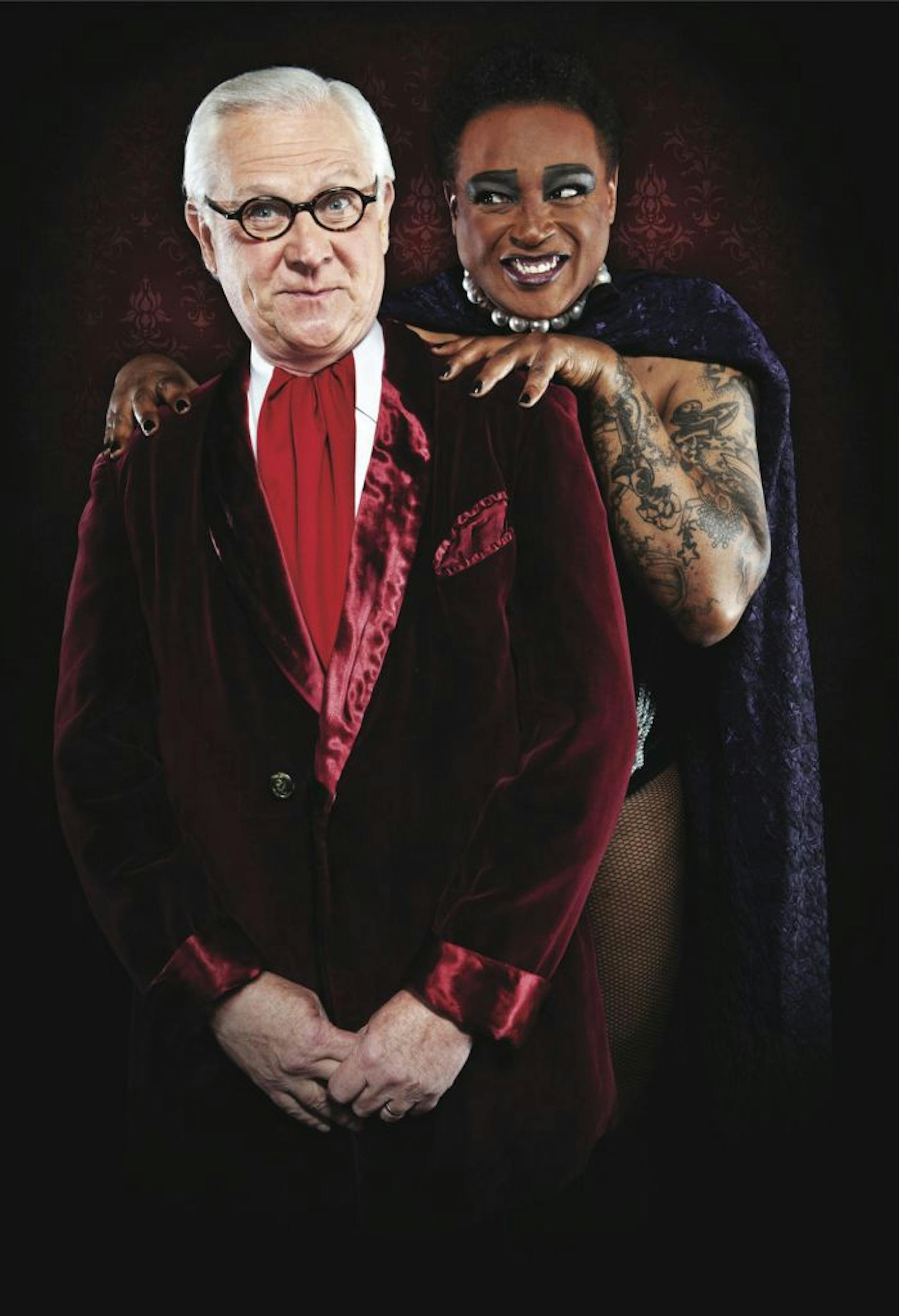 Don Shelby (The Narrator) and Andre Shoals, aka Afrodite (Frank n' Furter) in "Rocky Horror Show Live!"