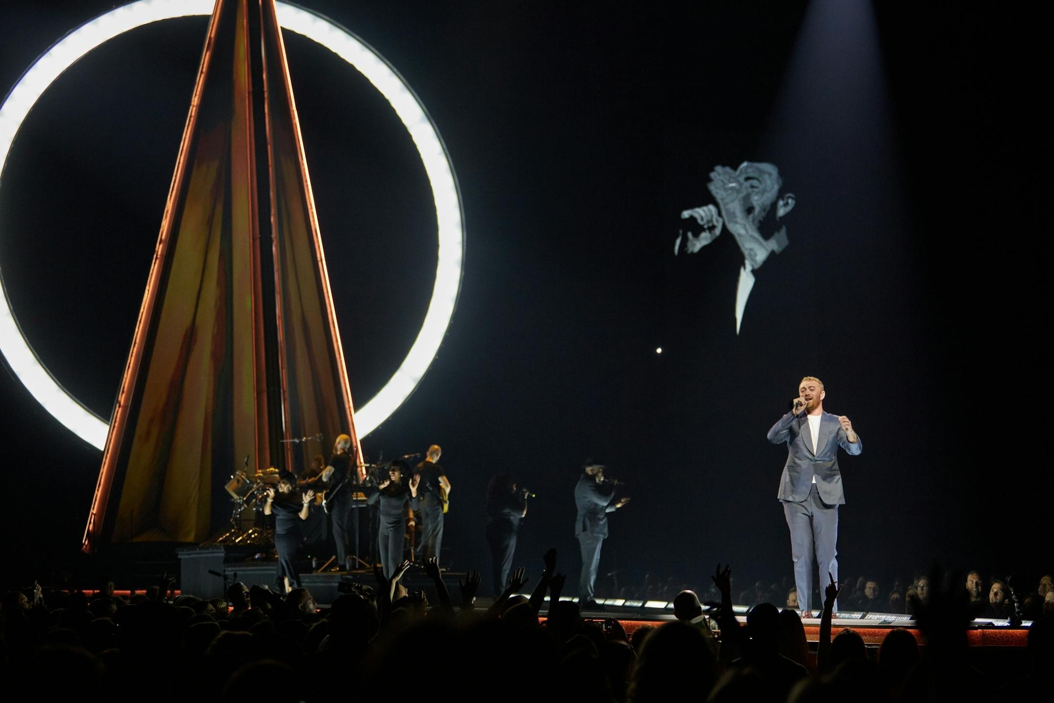 Sam Smith and his band at Xcel Energy Center in Saint Paul on Tuesday night.