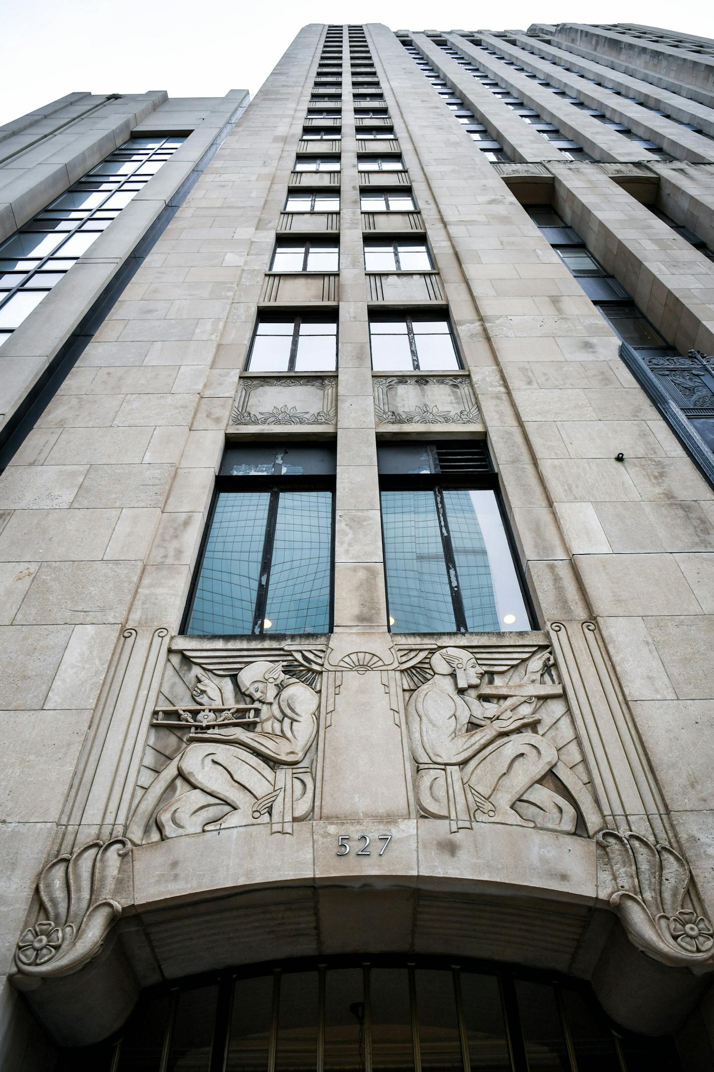 The Rand Tower in downtown Minneapolis. ] GLEN STUBBE &#xef; glen.stubbe@startribune.com Thursday, February 22, 2018 The 26-story Rand Tower in downtown Minneapolis was completed in 1929. Much of the building is covered in Art Deco ornamentation with an aviation theme. The sculpture in the lobby is Wings by Oskar J. W. Hansen.