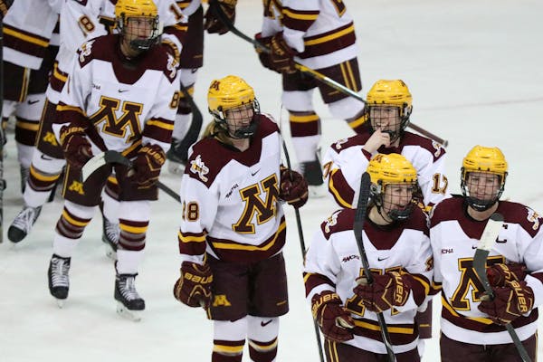 Gophers players celebrated the win over St. Cloud State on Friday