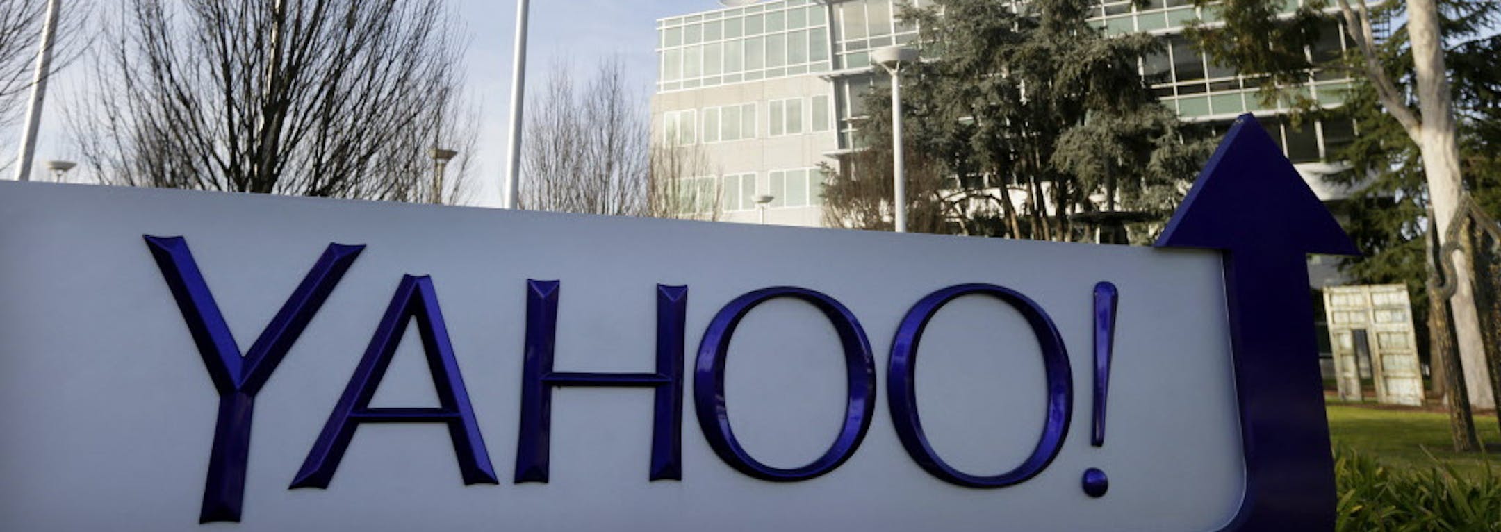 FILE - This Jan. 14, 2015, file photo shows a sign outside Yahoo's headquarters in Sunnyvale, Calif. Yahoo is hoping to sell most of its technology patents as part of a purge that also could culminate in the sale of its Internet operations. (AP Photo/Marcio Jose Sanchez, File)