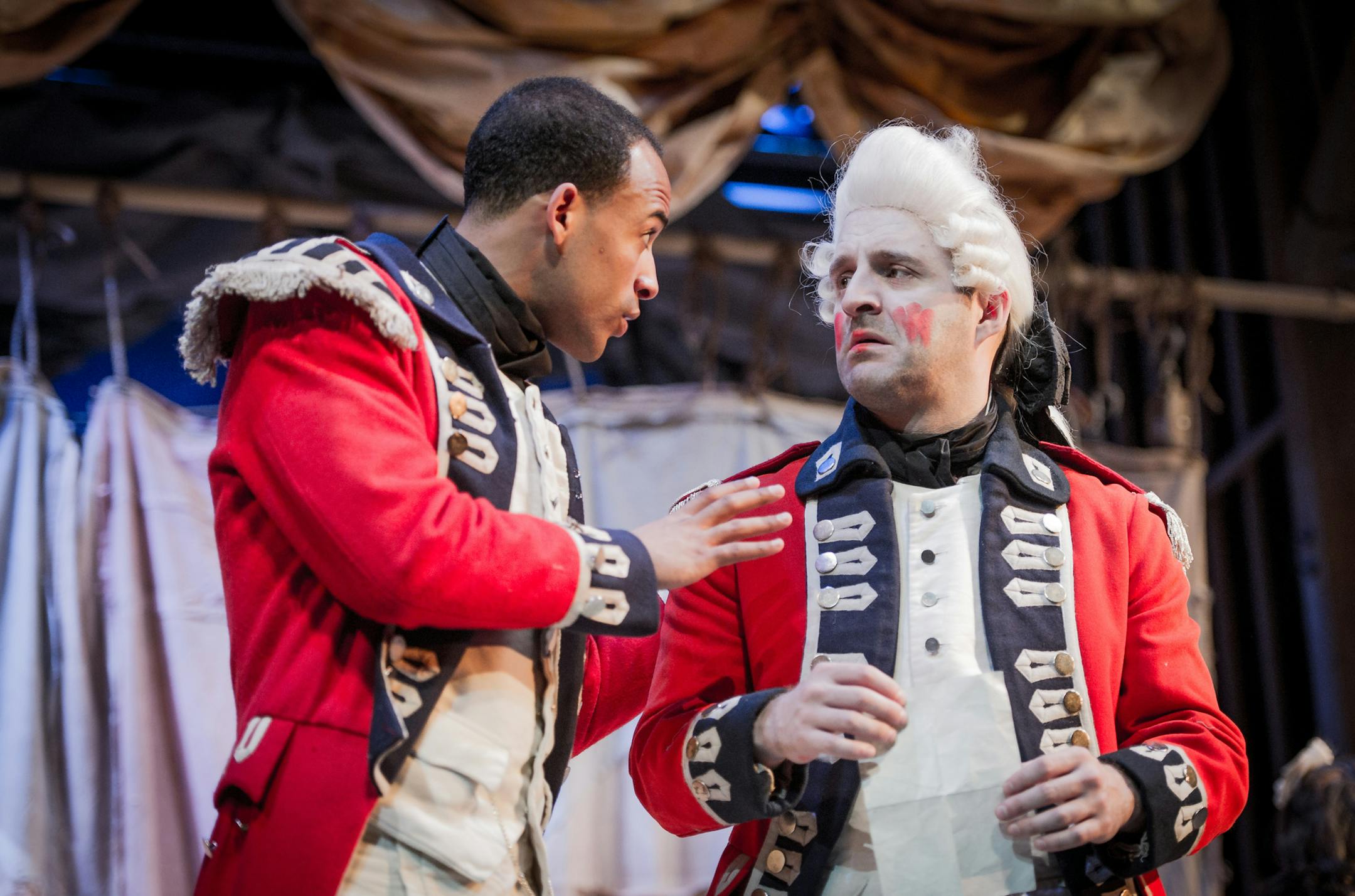 Our Country's Good - by Timberlake Wertenbaker - based on The Playmaker by Thomas Keneally - Revival at The Ashcroft Theatre - 24 April 2014 Director: Max Stafford-Clark Designer: Tim Shortall Lightin Designer: Johanna Town Cast includes Kathryn O'Reilly, Anna Tierney, Victoria Gee, Jessica Tomchak, Tan Andrews, Sam Graham, Nathan Ives-Moiba, Richard Neale, David Newman, Cornelius MacArthy
