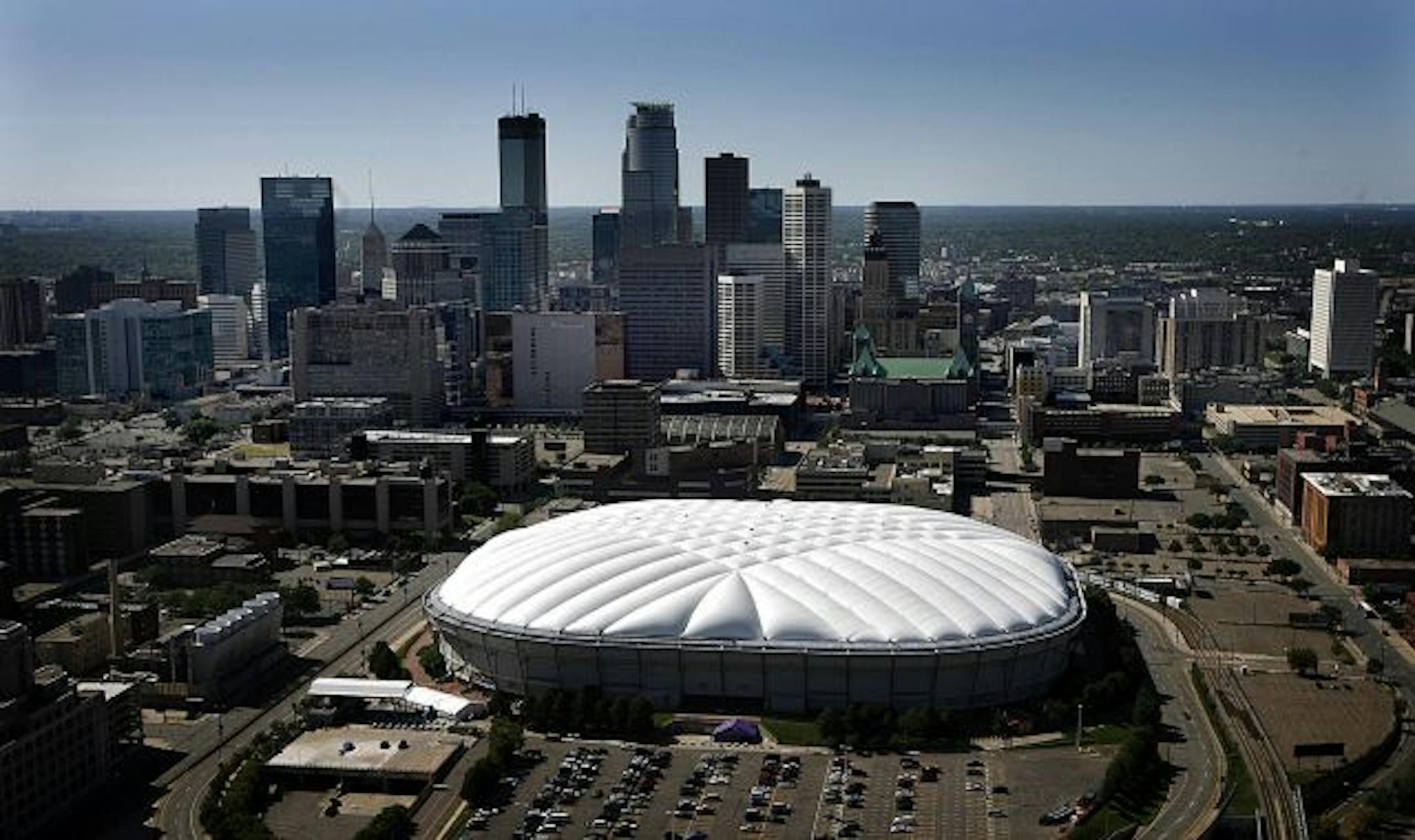 The Metrodome roof, seen on August 22, 2009, collapsed due to snow and high winds.