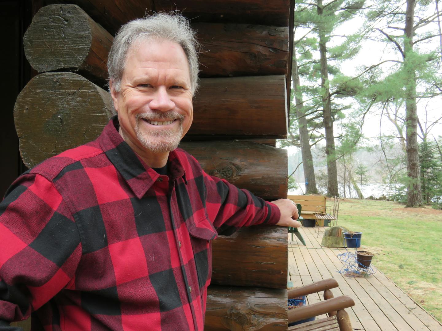 Doug Wood, shown at his 1930s cabin on the Mississippi River, north of St. Cloud, Minn.