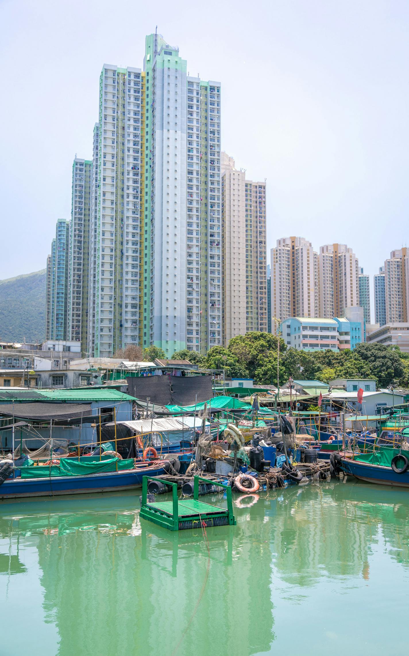 residential next to a fishing village, Hong Kong