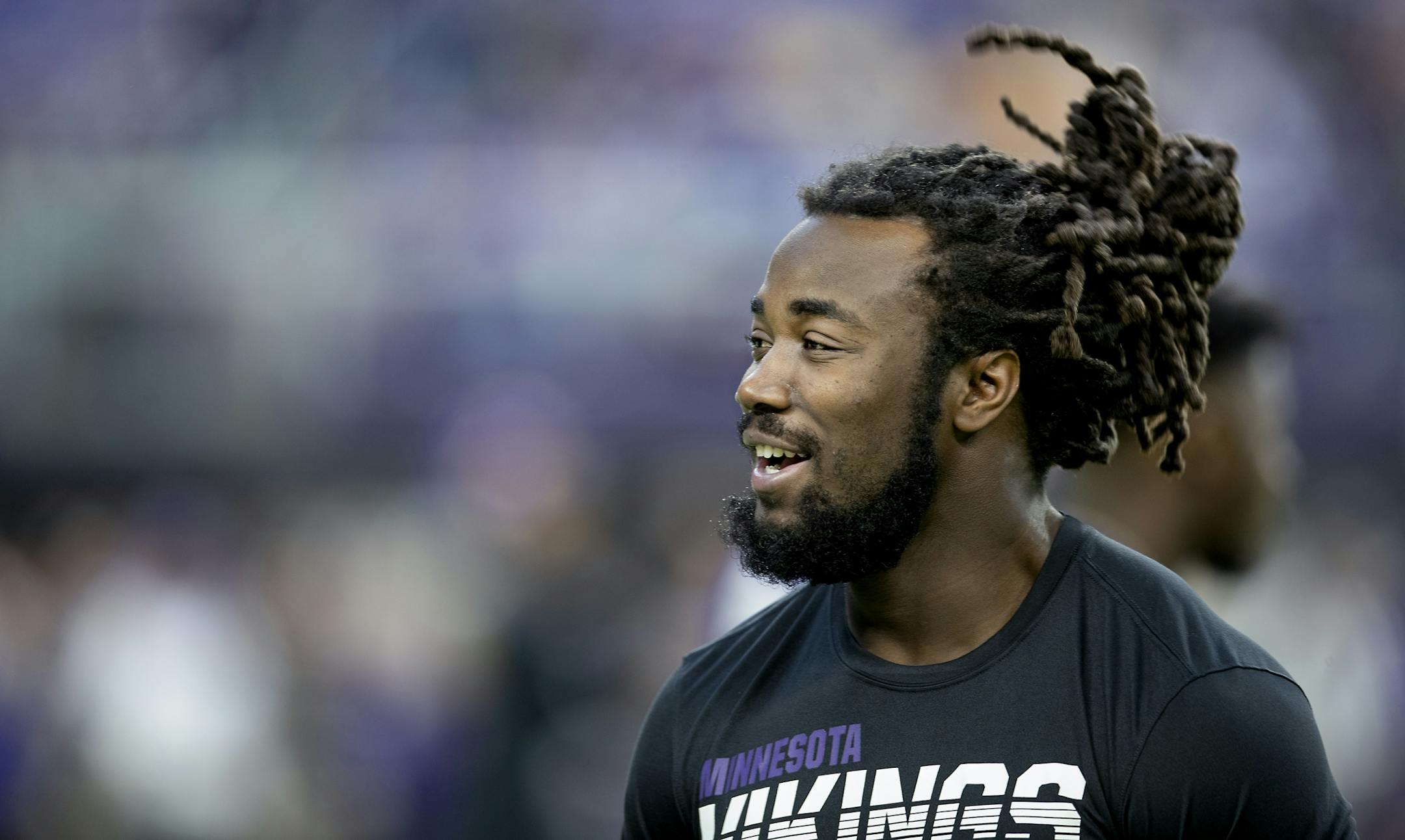 Minnesota Vikings running back Dalvin Cook took to the field during warm up without a uniform.