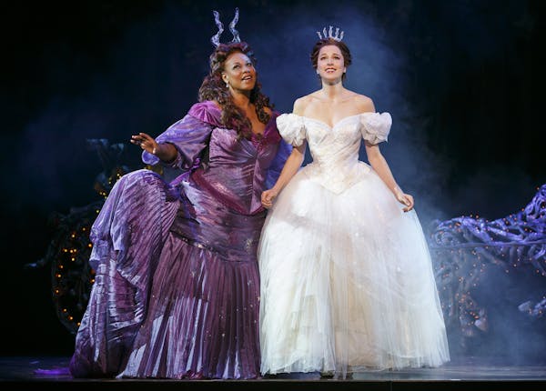 Kecia Lewis as Marie (the Fairy Godmother) and Paige Faure as Ella in William Ivey Long-designed costumes for Rodgers and Hammerstein&#x2019;s &#x201c
