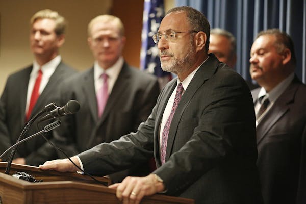 United States Attorney Andrew M. Luger announced the indictment of a multi-state heroin trafficking conspiracy Thursday May 28, 2015 in Minneapolis, M