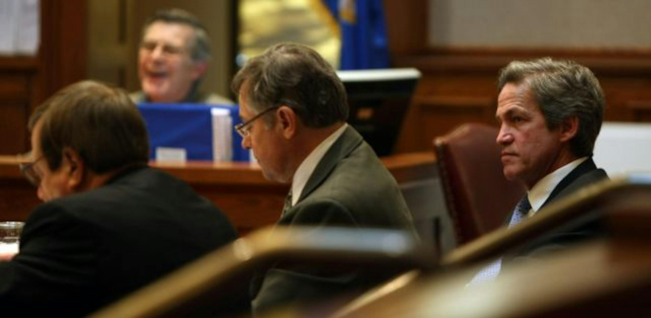 Norm Coleman listens to testimony during Tuesday's Senate recount trial.