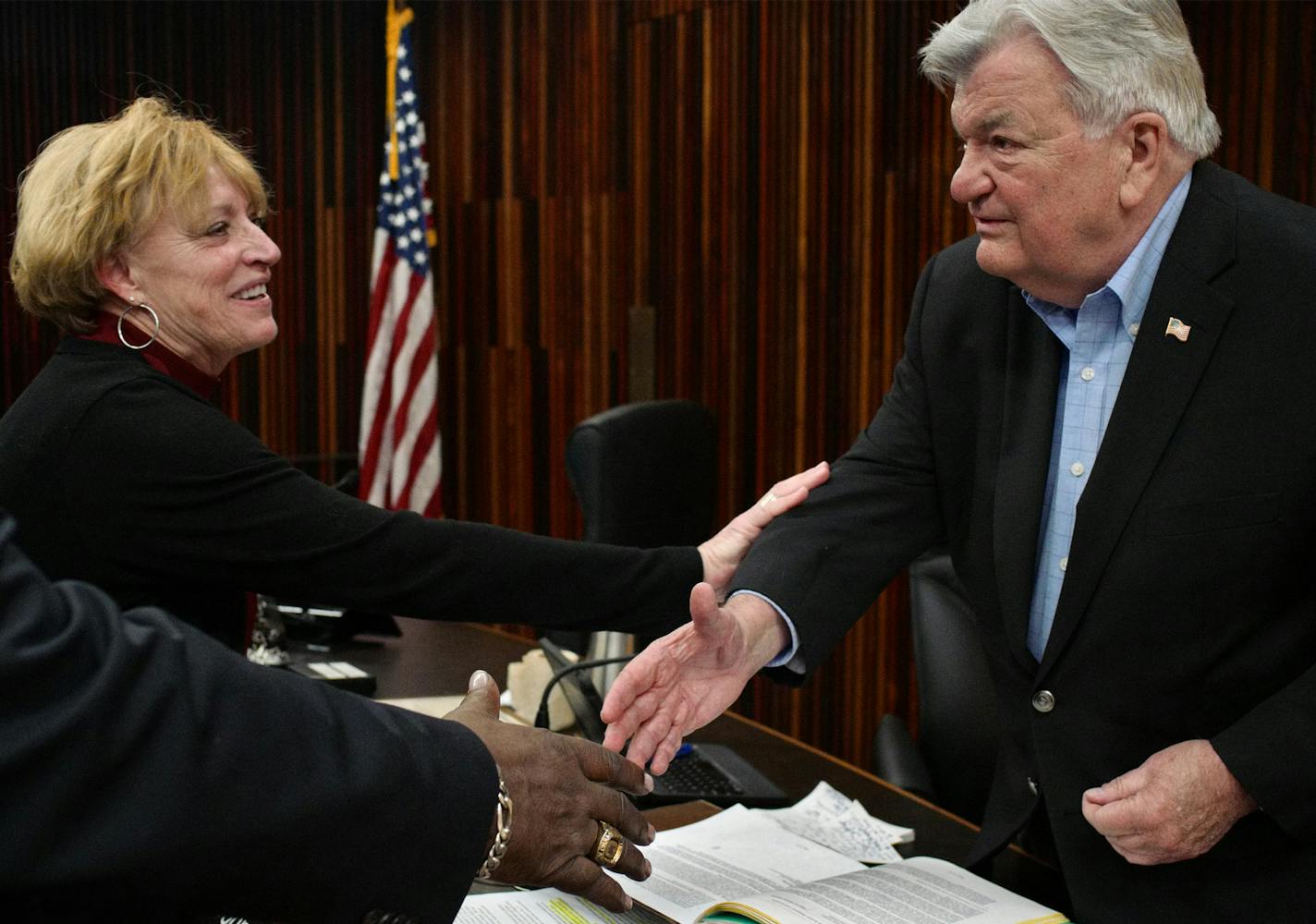 "He was always the voice of reason," said Lisa Richardson, a closed-captioner of meetings who worked with retiring Hennepin County Commissioner Randy Johnson.