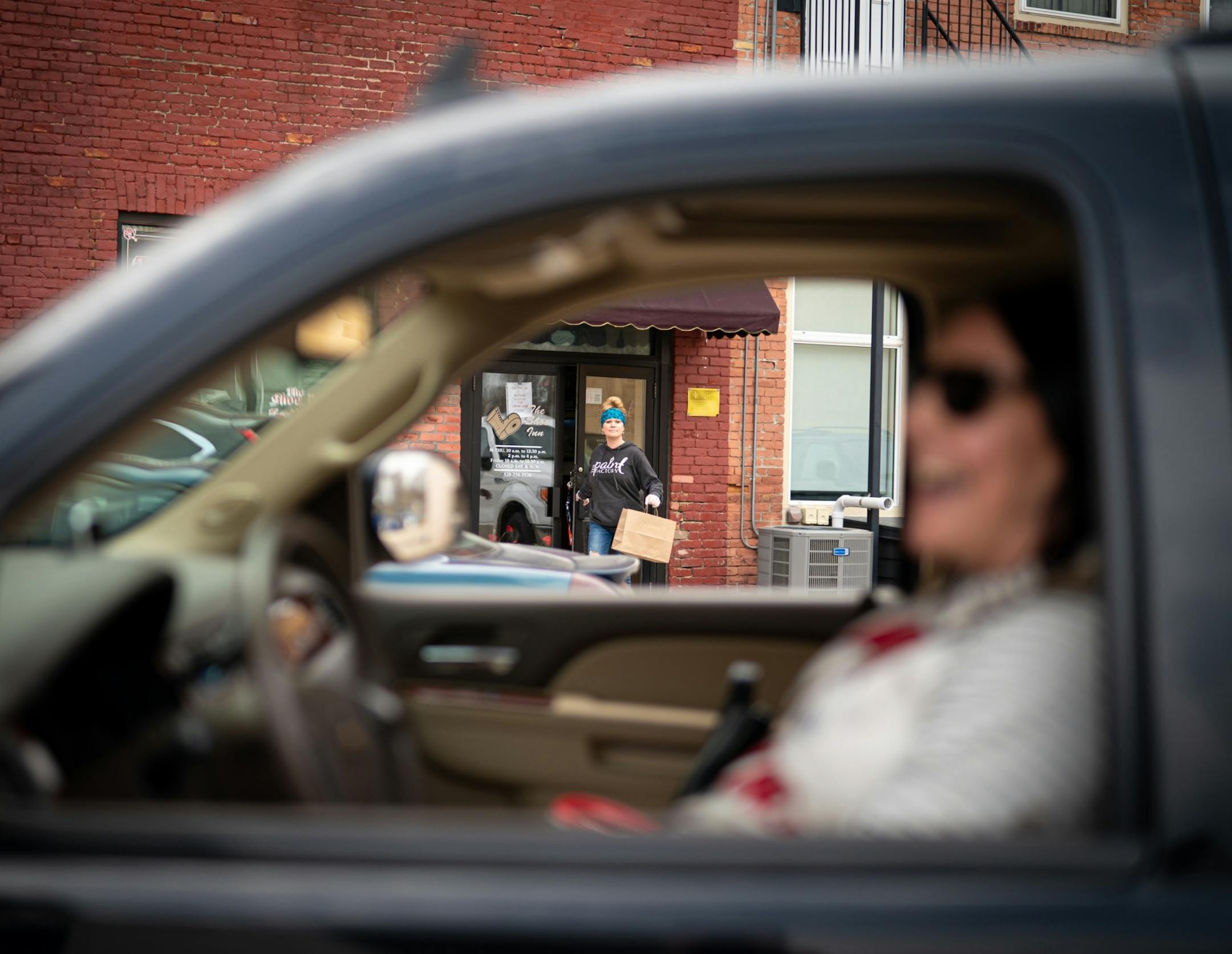 Tara Tepley, owner of The Paint Factory on Main Street, Hutchinson. She now assembles kits, paint, canvas, etc., and delivers them to customers who pull up to her rear parking lot.