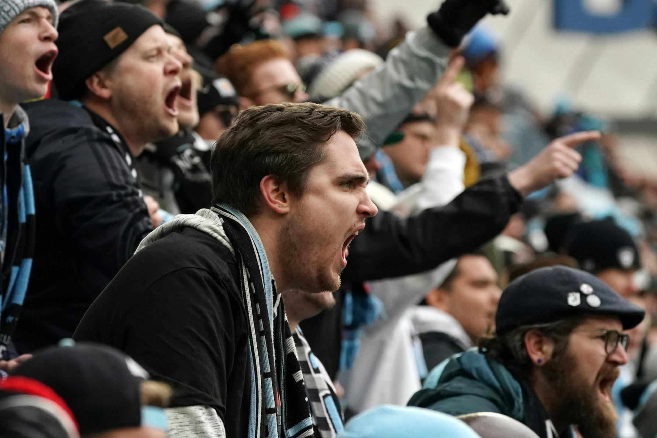 Minnesota United fans yelled at the officials from the stands late in the second half.