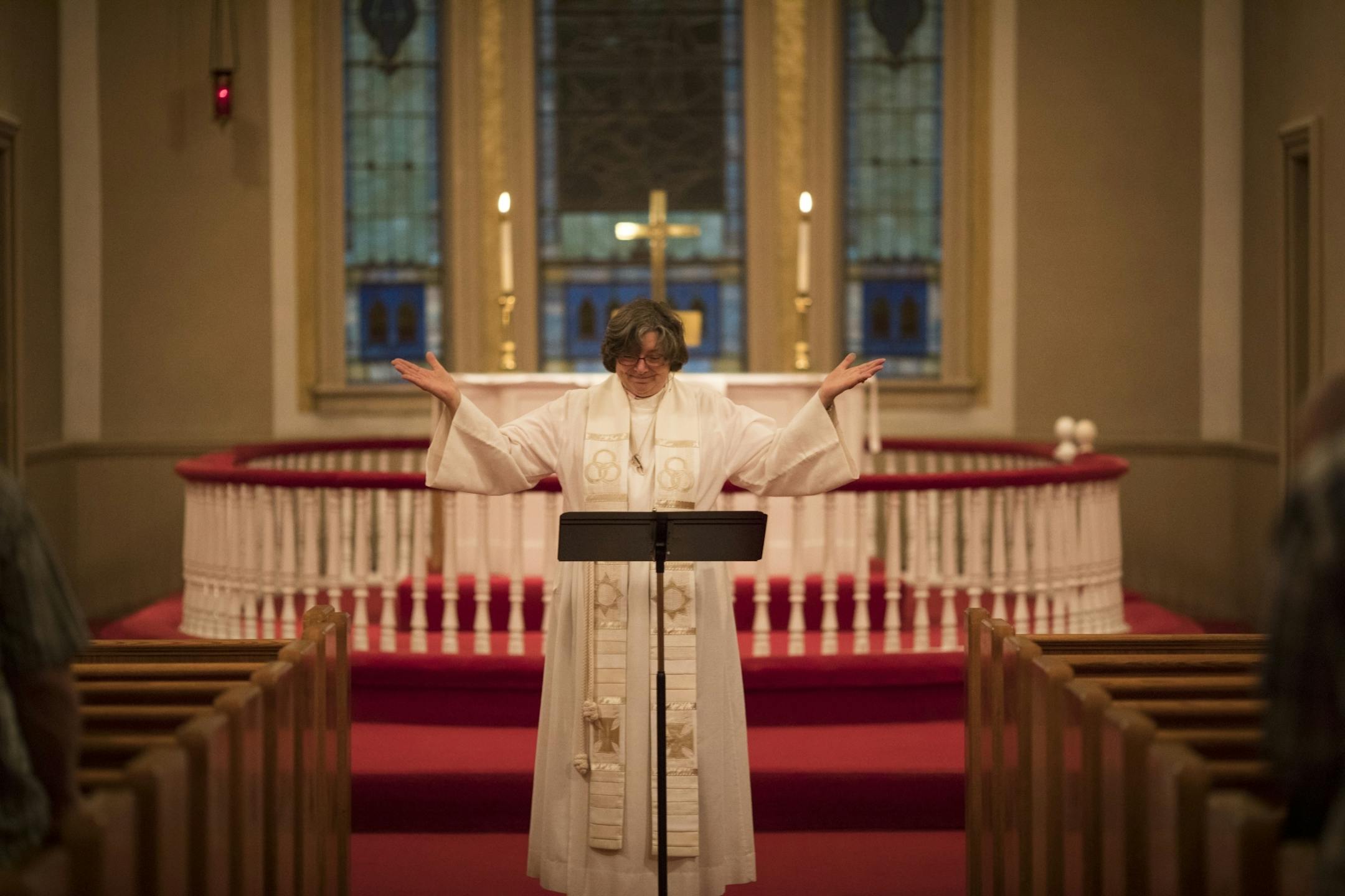 Rev. Maureen Hagen spoke during a Sunday service at Vasa Lutheran Church in Vasa, Minn., photographed on Sunday, June 11, 2017.