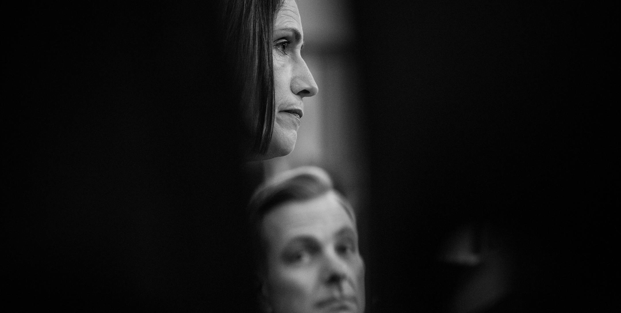 Fiona Hill, President Donald Trump’s former adviser on Russia and Europe, and David Holmes, a career diplomat posted at the U.S. embassy in Ukraine, testify before the House Intelligence Committee on the impeachment inquiry in Washington on Thursday, Nov. 21, 2019. The House Intelligence Committee, led by its chairman, Rep. Adam Schiff (D-Calif.) is examining the case for impeaching President Donald Trump. (Damon Winter/The New York Times)