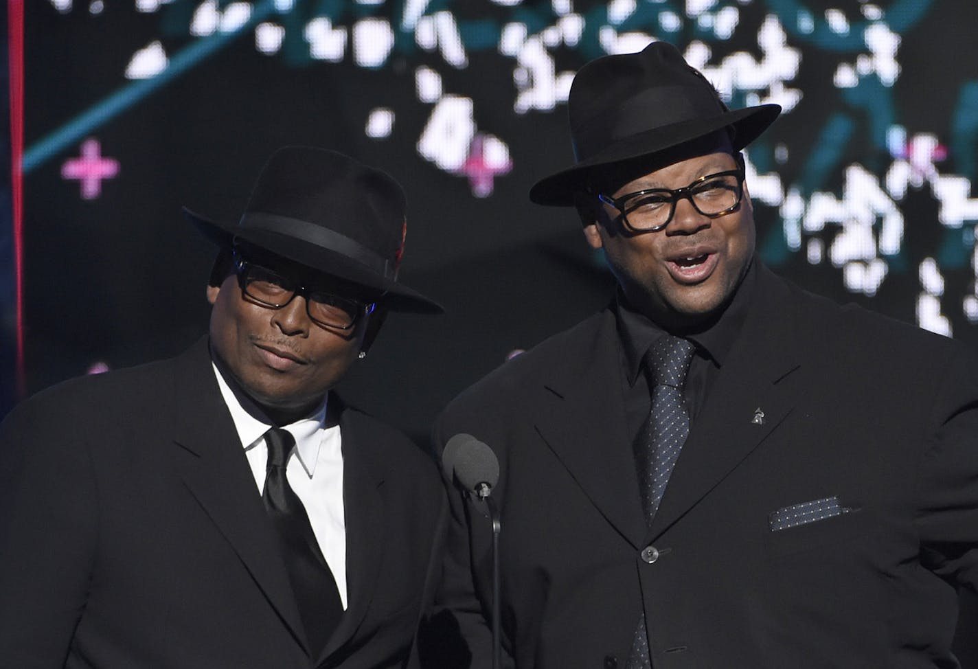 Terry Lewis, left, and Jimmy Jam present the ultimate icon: music dance visual award at the BET Awards at the Microsoft Theater on Sunday, June 28, 2015, in Los Angeles. (Photo by Chris Pizzello/Invision/AP) ORG XMIT: MIN2015062917351844 ORG XMIT: MIN1506291742020729