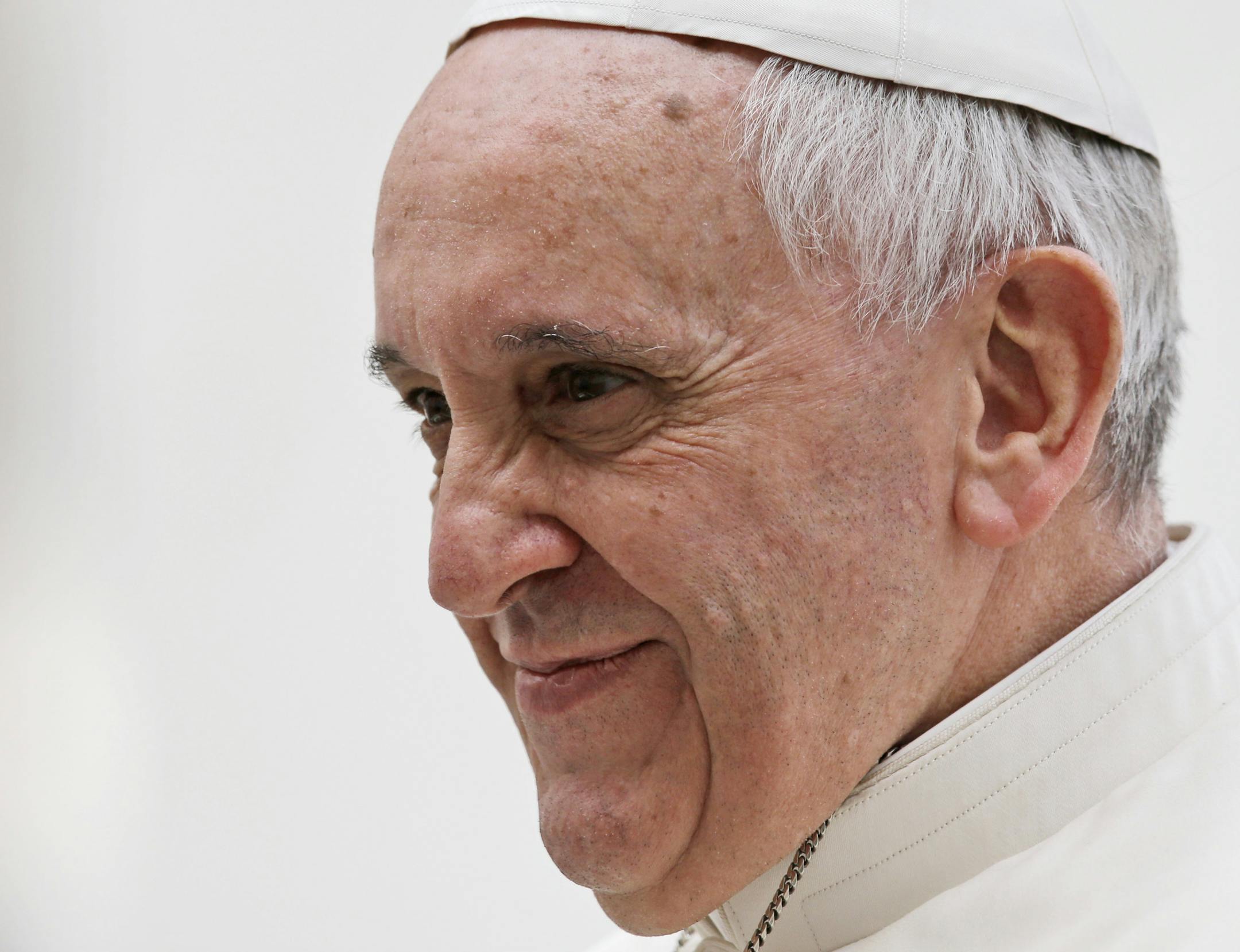 Pope Francis during the general audience at the Vatican, Wednesday, April 9, 2014. (AP Photo/Gregorio Borgia) ORG XMIT: MIN2014041116553983