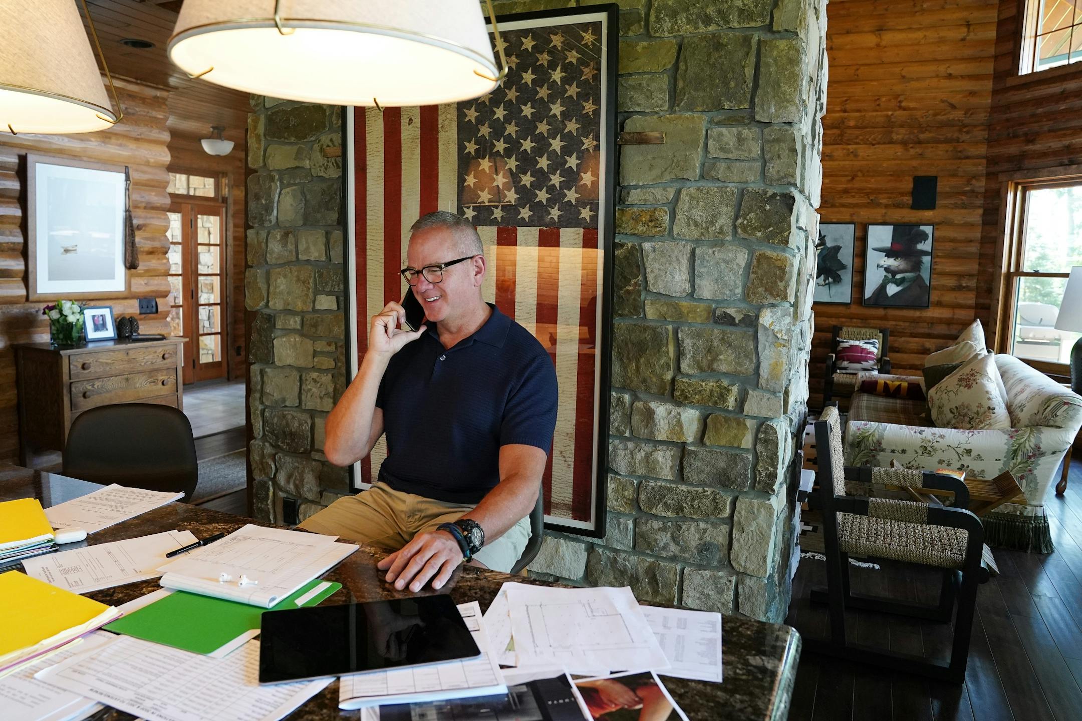 Todd Russell, a commercial real estate consultant from St. Paul, worked from his newly purchased lakefront home in East Gull Lake. That's been his office since the COVID-19 pandemic started.