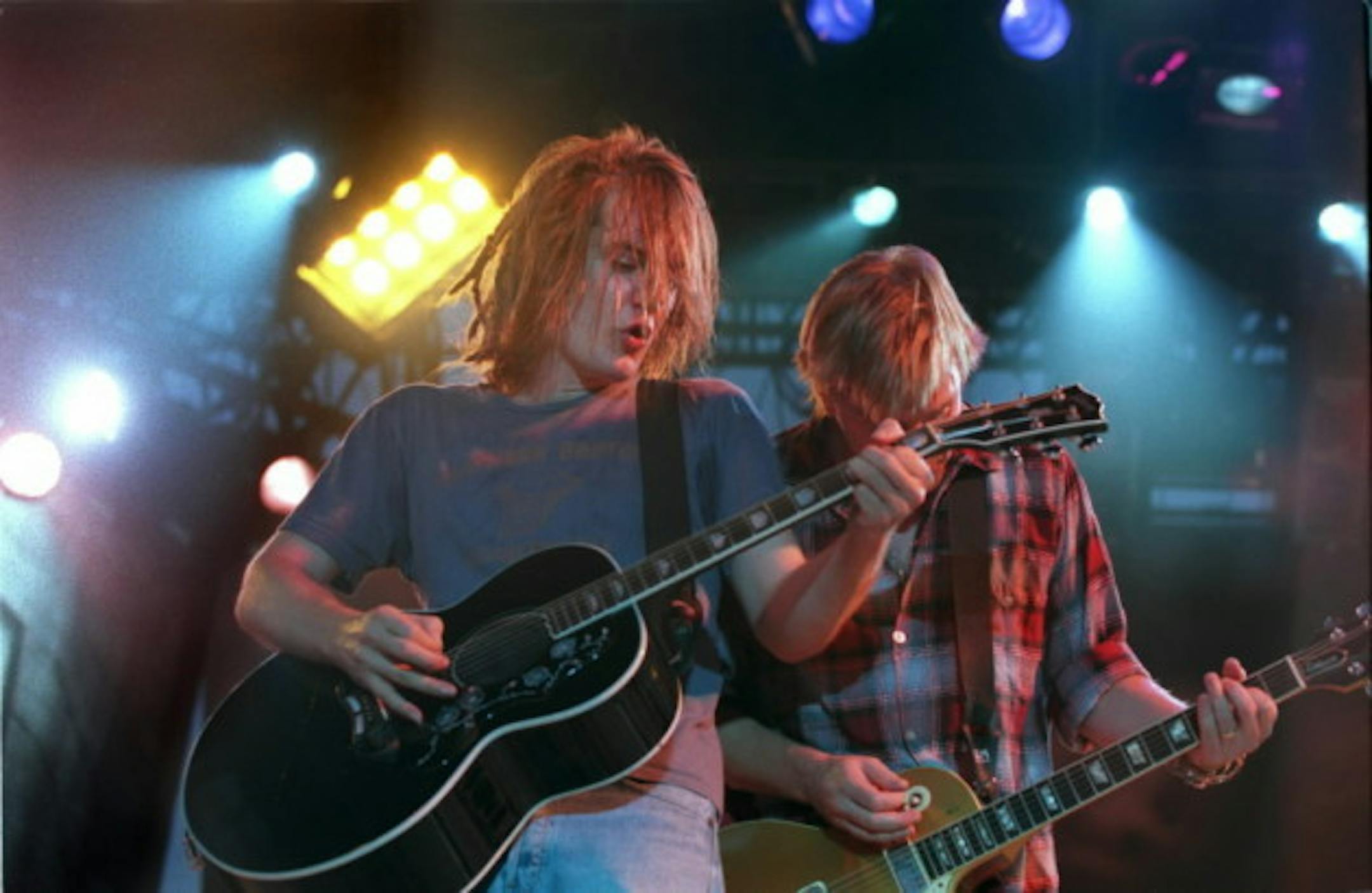 Dave Pirner and Dan Murphy at Midway Stadium in 1995 right before the hall of fame concert with Lou Reed. / Jeff Wheeler, Star Tribune