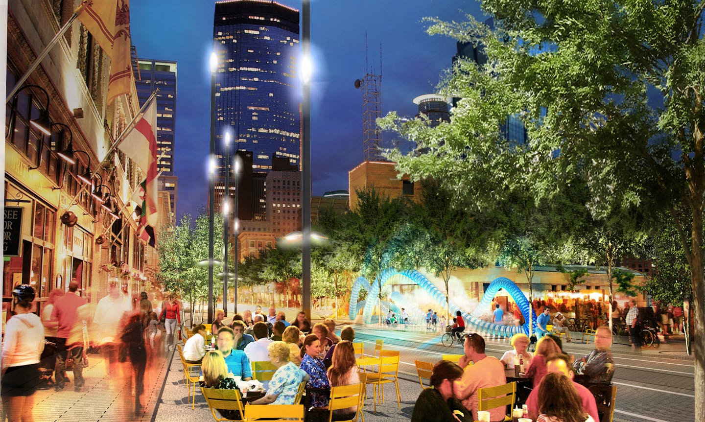 Nicollet Mall rendering. Rendering from James Corner Field Operations of New York: JCFO-02