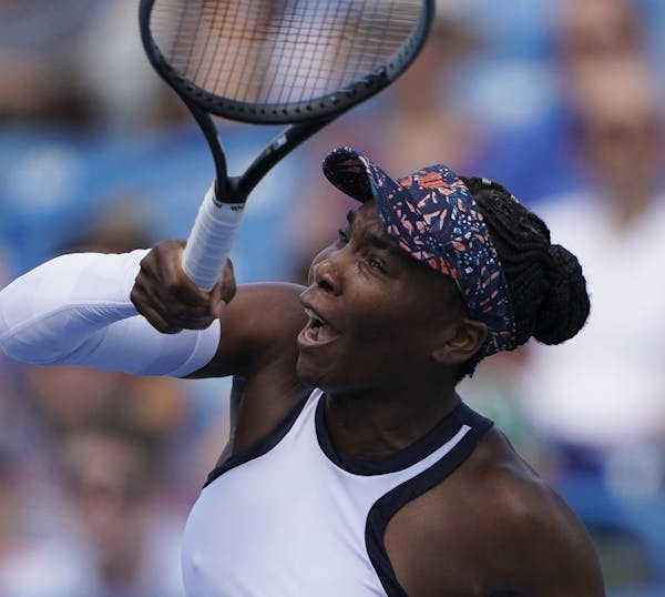 Venus Williams returns to Donna Vekic, of Croatia, during the quarterfinals of the Western & Southern Open tennis tournament, Thursday, Aug. 15, 2019,
