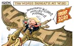 Sack cartoon: The wings beneath Trump's wind