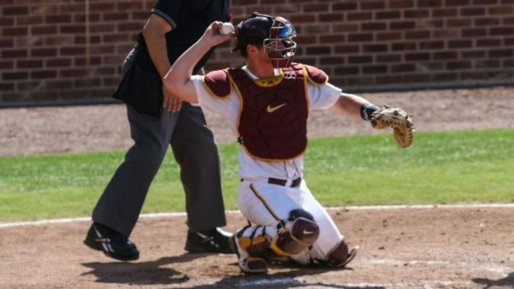Gophers catcher Austin Athmann led the way in an 8-3 victory over Wake Forest in the NCAA College Station Regional baseball tournament on Sunday, going 4-for-4 with a double. The Gophers lost to Texas A&M 8-2 later Sunday to be eliminated. For more Gophers photos, go to gophersports.com.