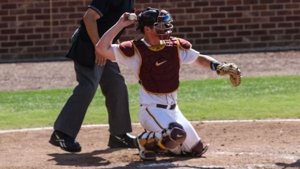 Gophers catcher Austin Athmann led the way in an 8-3 victory over Wake Forest in the NCAA College Station Regional baseball tournament on Sunday, goin