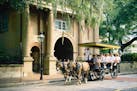 Horse drawn carriage rides are a common site in the old town of Charleston, where many buildings date from the 1700s.