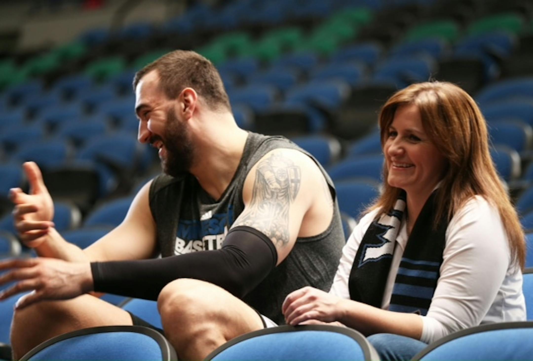 Nikola Pekovic appeared in a commercial with a fan as part of the ‘‘Get Closer’’ campaign to sell season tickets. Only 70 percent of season ticket holders renewed for next season.