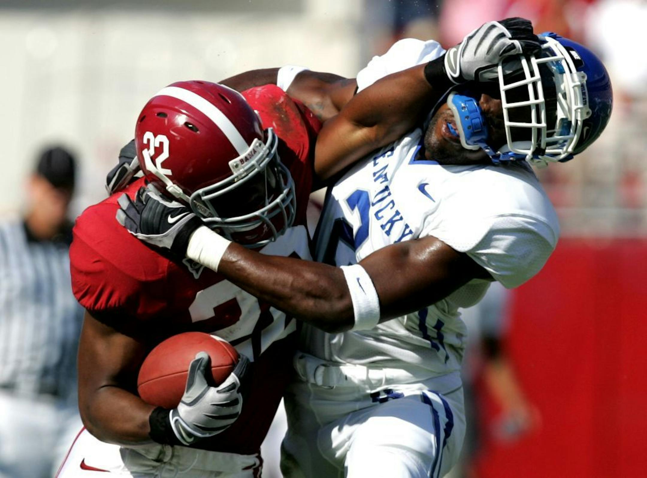 Alabama running back Mark Ingram (22) fought his way for extra yards against Kentucky in 2008.