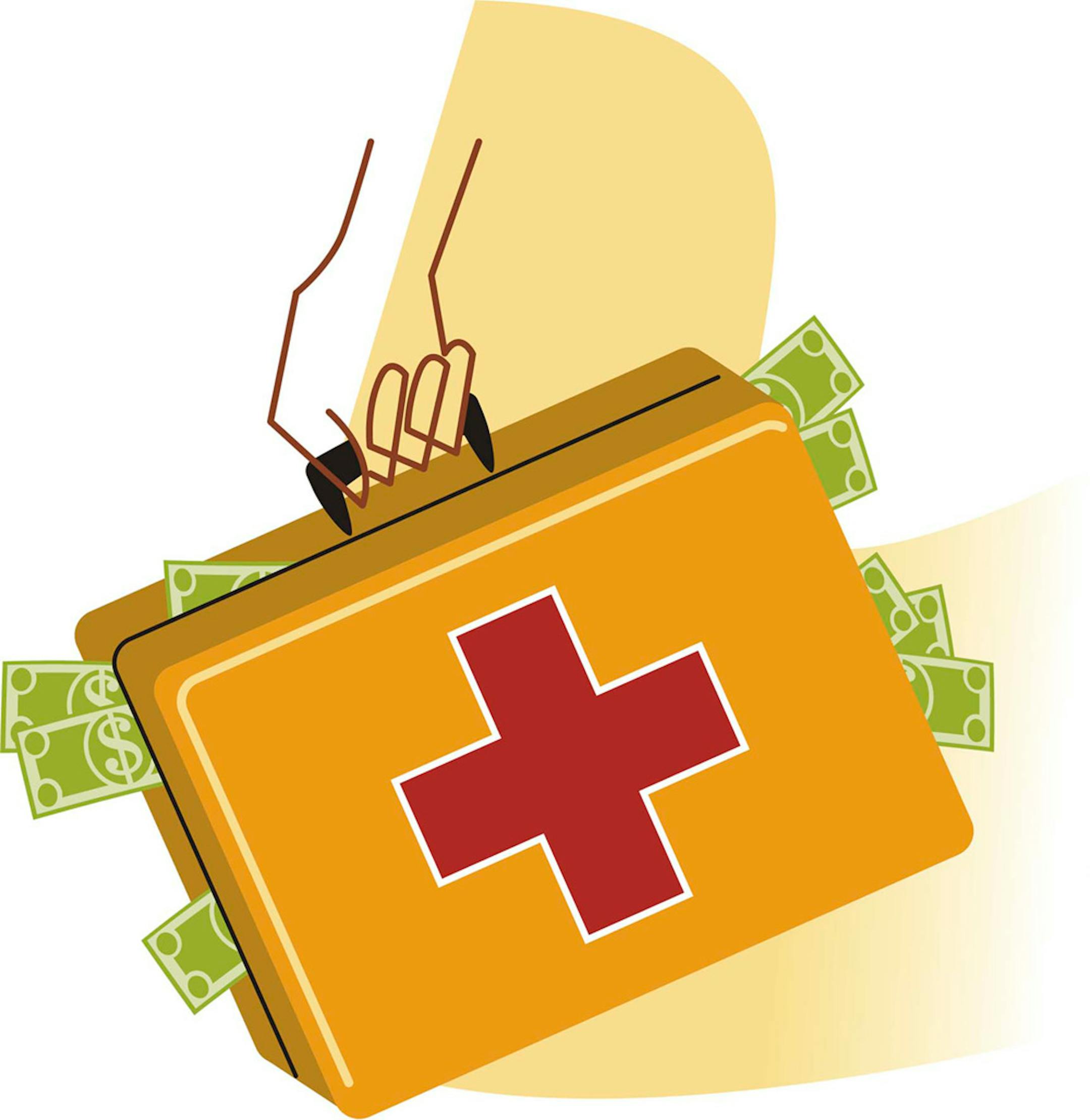 300 dpi Gentry Mullen color illustration of health-care briefcase stuffed with money. The Kansas City Star 2007<p> wealth health illustration insurance cost hospital bills savings krtbusiness business, krtnational national, krtnamer north america, krtpersonalfinance personal finance, krtusbusiness, retire, retirement, u.s. us united states, krt, mctillustration, finanzas dinero retiro ahorros negocios salud medico ilustracion grabado, kc contributor mullen coddington, 2007, krt2007