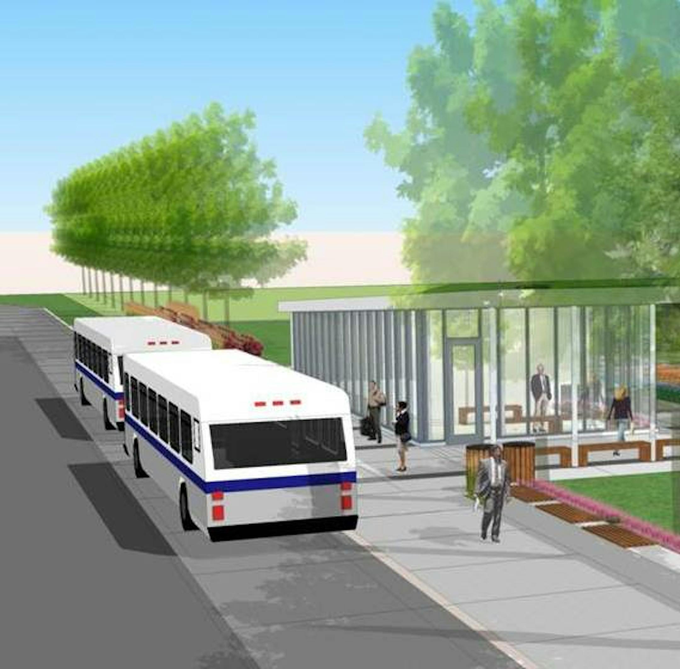Express buses might serve the Newport transit station at first, but in the future it can be adapted for Bus Rapid Transit and commuter rail if desired.