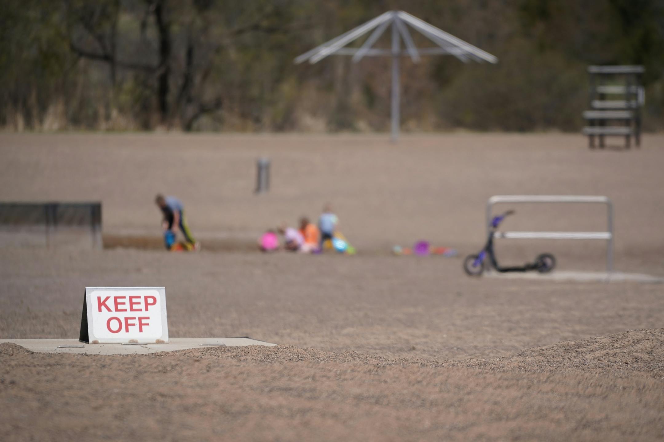 Despite the swim pond, play area and disk golf being closed because of COVID-19, people took advantage of a warn, sunny day at Elm Creek Park Reserve in Maple Grove, Minn., on Thursday, April 30, 2020.