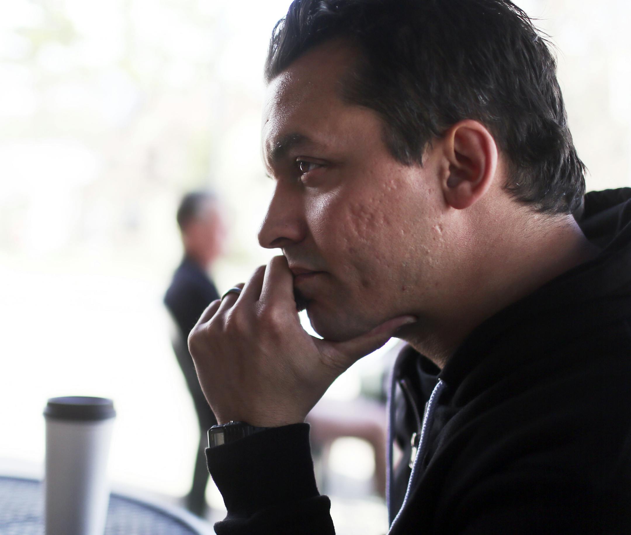 Minnesota hip hop kings Atmosphere have released a new album "South Siders". Atmosphere is Slug, a.k.a., Sean Michael Daley, and Ant, a.k.a. Anthony Davis, and they were photographed at Nokomis Beach Coffee Cafe Saturday, May 3, 2014, in Minneapolis, MN.](DAVID JOLES/STARTRIBUNE) djoles@startribune Minnesota hip hop kings have released a new album "South Siders". Atmosphere is Slug, a.k.a., Sean Michael Daley and Ant, a.k.a. Anthony Davis, and they were photographed at Nokomis Beach Coffee Cafe