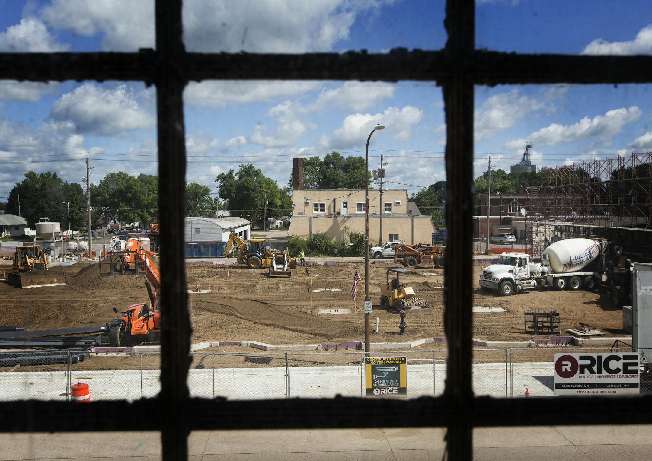 Construction on new buildings has begun at the site of the Feb. 3 fire that took out eight businesses on Madelia's Main Street.