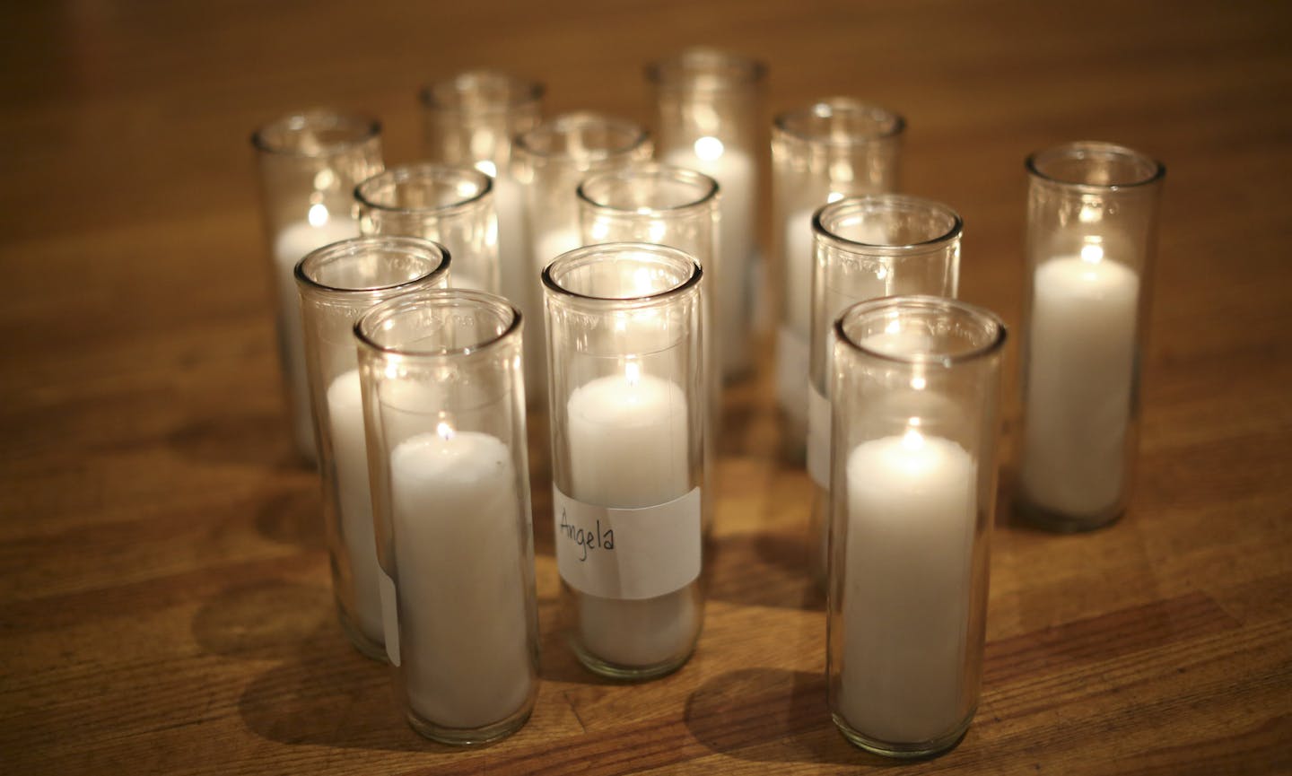 Thirteen candles placed at the center of the room by a dozen women and a man who shared their stories of sexual assault at the "Break the Silence Day" gathering Tuesday night in Minneapolis. ] JEFF WHEELER &#x2022; jeff.wheeler@startribune.com Survivors of sexual violence gathered at the Ukrainian Event Center in Minneapolis Tuesday night, August 18, 2015 to speak up and out about sexual violence for "Break the Silence Day," organized by Sarah Super, a woman who was raped by an ex-boyfriend in h