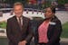 Contestant Nura appears with Pat Sajak on "Wheel of Fortune."