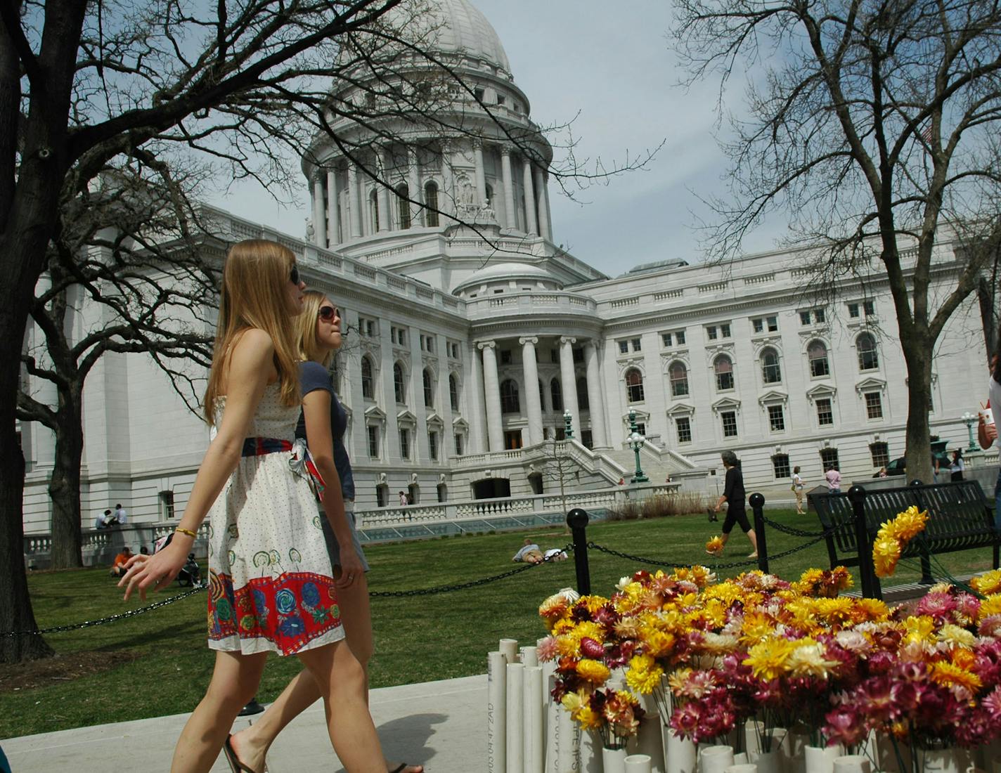 The State Capital grounds hosts the Dane County Farmers Market in Madison on Saturday mornings through Nov. 7.