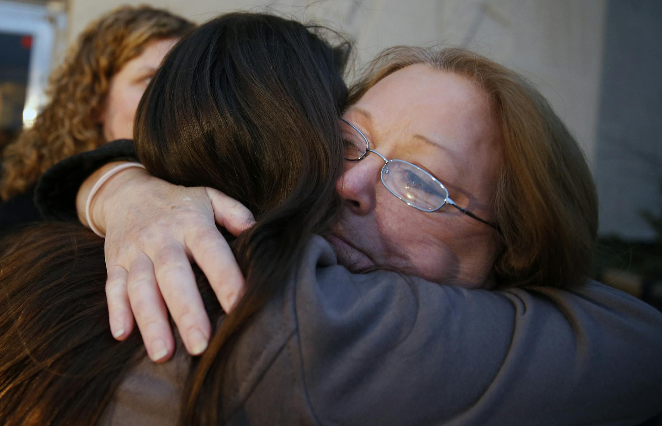 Salena Cook, left, hugged Marcie Steger after the sentencing. She was among the many people who helped search for Kira after she went missing. The judge cited Trevino’s “dishonorable” and “malicious” behavior as reasons for the long sentence.