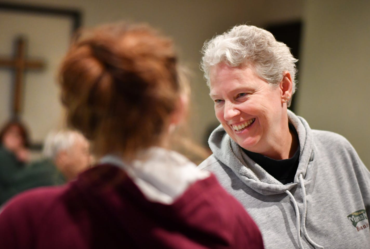 Bonnie Randall, director of Manna Market talked with a guest on the last day. ] GLEN STUBBE * gstubbe@startribune.com Friday, October 21, 2016 After 50 years, Good Shepherd Covenant Church in Blaine is closing its doors -- due to dwindling membership and financial issues. Though only 60 worshippers remain, the church's closure is a huge blow to the several hundred residents who depend on its food shelf, Manna Market. The last distribution day is Oct. 21, and the final worship service is Nov. 20.