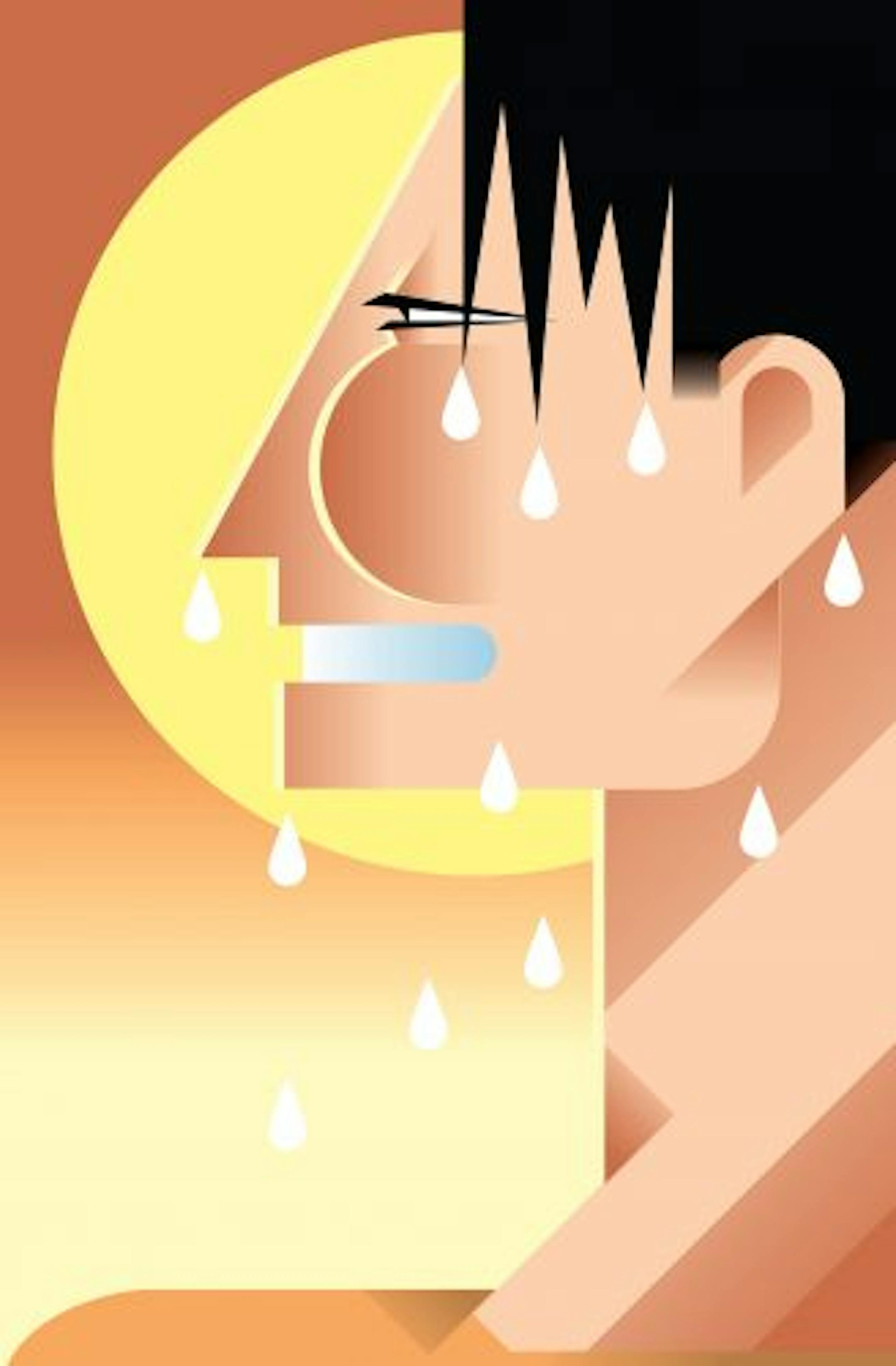 300 dpi color illustration of man sweating in hot sun. MCT 2010<p> 07000000; 17000000; HTH; krtcampus campus; krthealth health; krtnational national; krtweather weather; krtworld world; MED; WEA; krt; mctgraphic; 07008000; HEA; krtmedicine medicine; preventative medicine; 03007000; 03015001; DIS; heat wave; krtdisaster disaster; krtheat heat; meteorology meteorological disaster; body; chart; exhaustion; humidity; overheat; precaution; risk; stroke; sweat; symptom; temperature; krt mct; 2010; krt