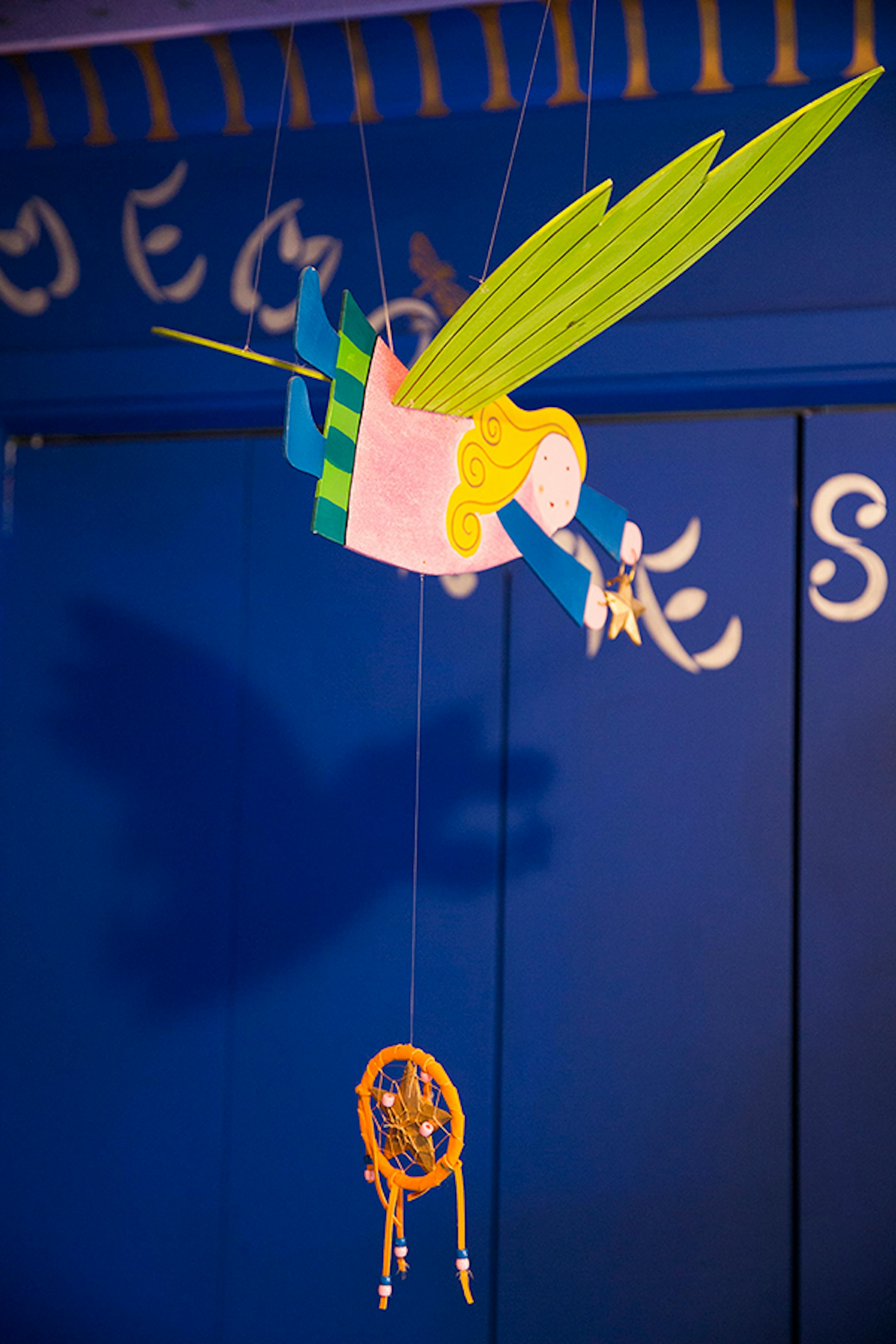 The room has many whimsical details.