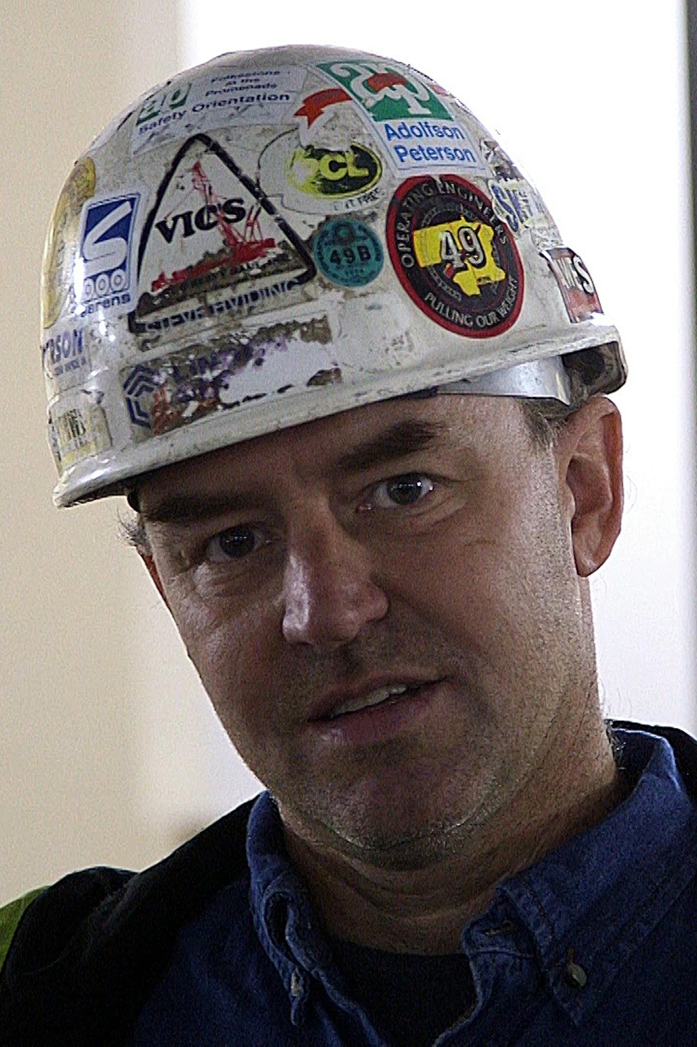 Steve Hviding is a crane operator working at the new Vikings stadium site. Crane operators ascend the crane in the morning and don&#x201a;&#xc4;&#xf4;t come down until the day&#x201a;&#xc4;&#xf4;s job is done - sometimes 10 or 12 hours later. Friday, Oct. 3, 2014. Minneapolis, Minn.