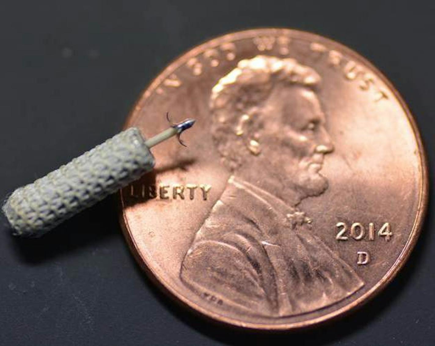 EBR Systems' WiSE cardiac implant is shown next to a penny. Credit: EBR Systems photo