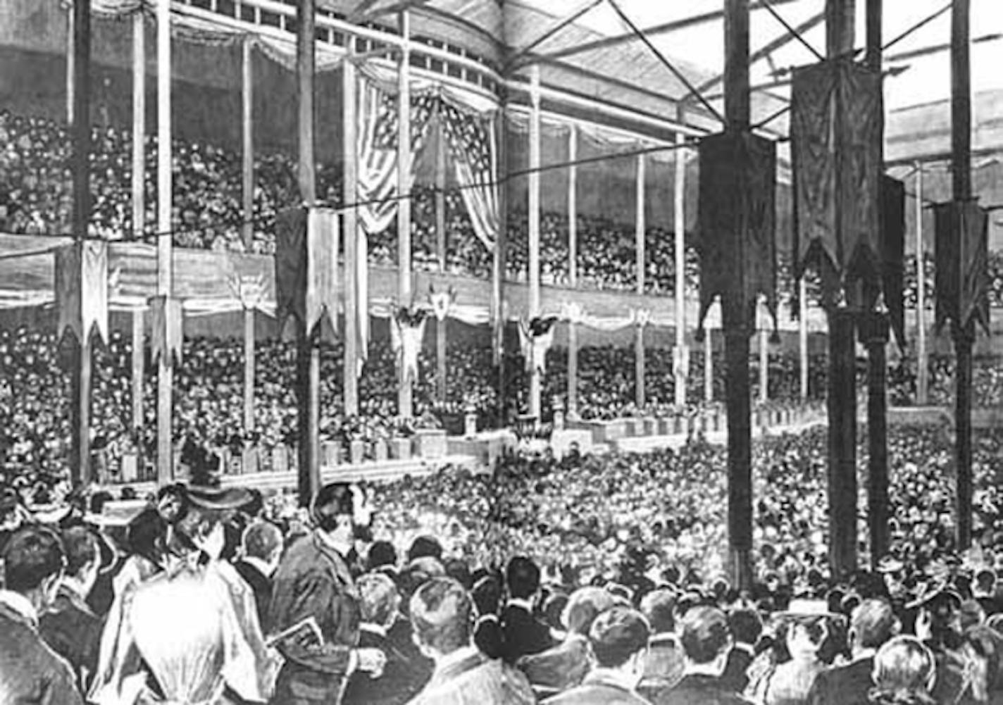 Interior of the Exposition Hall at the Republican National Convention, Minneapolis Art Collection, Engraving 1892