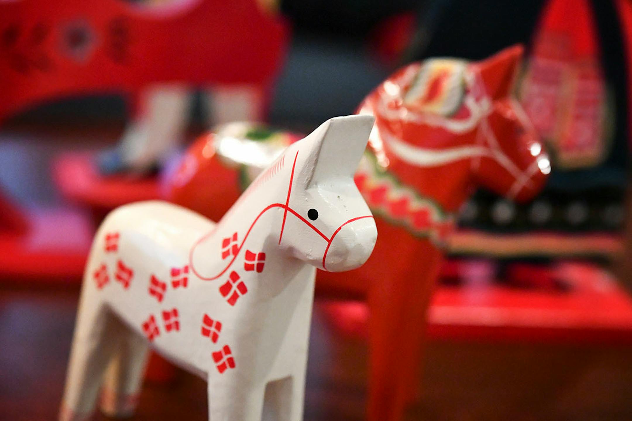 Homeowner Laura Walker collects Dala horses she finds when traveling to Scandinavia.
