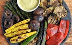 Grilled summer vegetables with garlic aioli